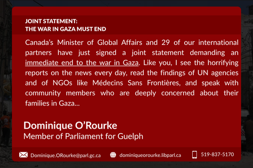 MP Dominique O'Rourke's Response to the Joint Statement on the Occupied Palestinian Territories