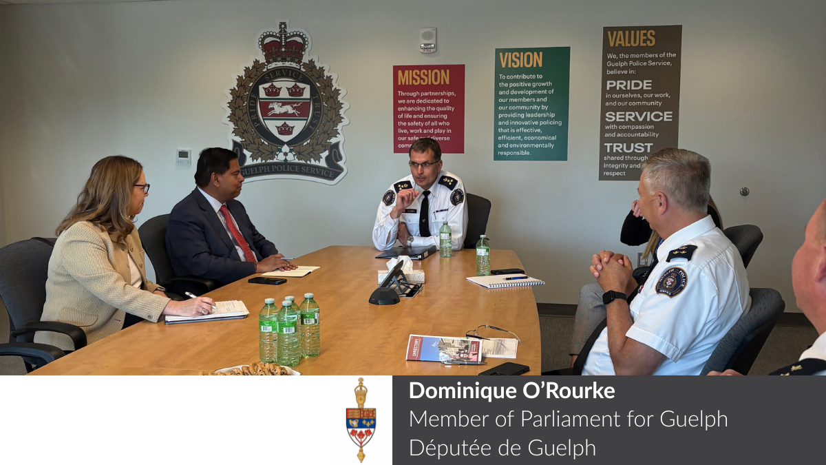 Public Safety Minister Visits Guelph Police Service.   An opportunity for dialogue and to Highlight Innovation and Community Safety Initiatives